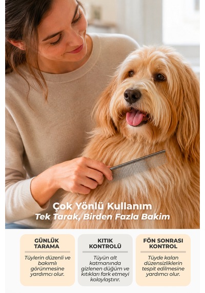 Andis 19 Cm Çelik Dayanıklı Kedi Köpek Kıtık Açıcı Ve Kabartma Tarağı