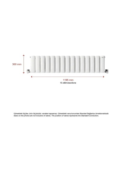 300x1195mm Lilac Yüksek Isı Kapasiteli Dekoratif Yatay Beyaz Alüminyum Radyatör