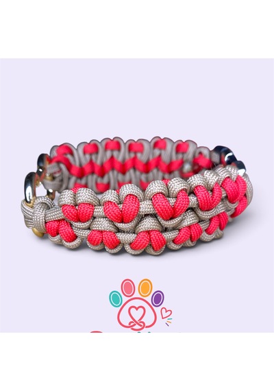 Loveknot Paracord Köpek Tasması Hand Made El Yapımı Kırmızı-bej