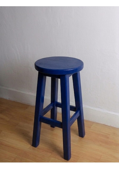 Ahşap Tabure 60 Cm / Arbrestore Mavi