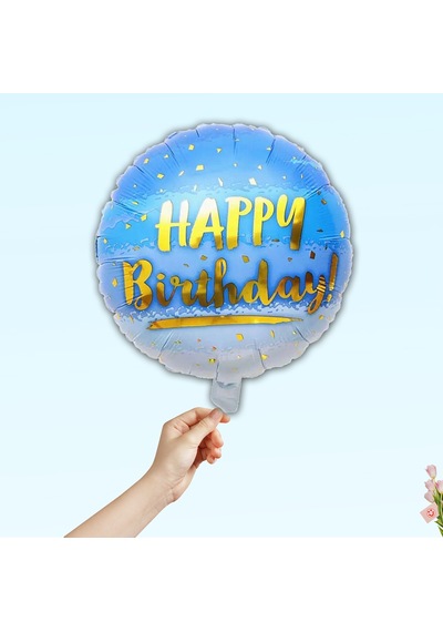 Happy Birthday Folyo Balon, 45cm - Mavi Çok Renkli
