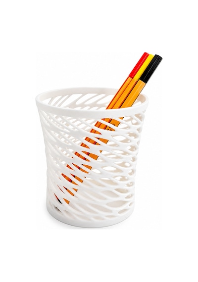 Modern Desenli Kalemlik 10 Cm Dekoratif Masaüstü Organizer Sert Plastik Şık Kalem Tutucu