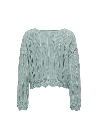 Only Kadın Regular Fit V Yaka Mavi Örme Kazak - 15339529 Mavi