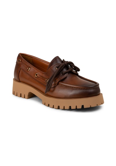 Deery Kadın Hakiki Deri Taba Renk Marin Loafer - 02036ztbac02