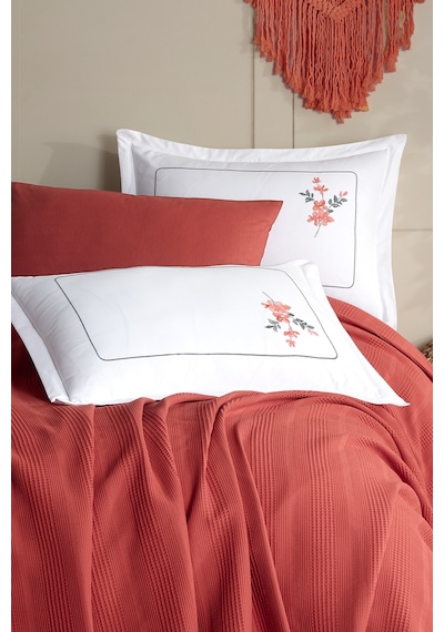 Elart Flores Yastık Kılıfı %100 Pamuk 2 Adet 50x70 Cm Tarçın Tarçın