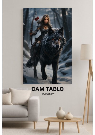 Kurt Ve Kadın Savaşçı Cam Tablo Güç, Cesaret Ve Özgürlüğün Sembolü