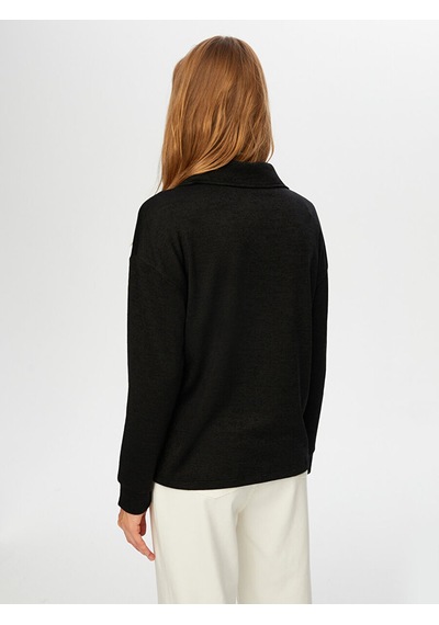 Faik Sönmez Yarım Fermuarlı Triko Görünümlü Sweatshirt W26swt001 Uw26swt00110 Siyah