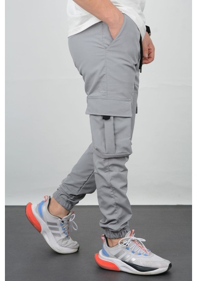 Edwoxmen Erkek Slim Fit Cepli Beli Ve Paçası Lastikli İnce Spor Pantolon Gri Edw071-gri Gri