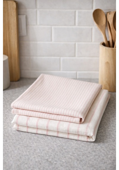 %100 Pamuk Çift Kat Müslin Mutfak Kurulama Bezi 2 Li Set 40x60 Cm Emici Yumuşak Mutfak Havlusu - Elv-mkb Pembe