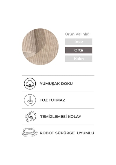 Sedir Bej Halı - 3 Ve 4 Metre En Seçenekleriyle, Ve Robot Süpürge Dostu