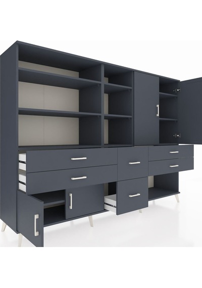Hyperion Dolap 10 Raflı 6 Çekmeceli 4 Kapaklı 220x44x163 Antrasit Antrasit-antrasit Hyperion Dolap 10 Raflı 6 Çekmeceli 4 Kapaklı 220x44x163 Antrasit Antrasit-antrasit