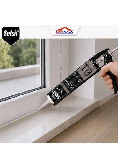 Selsil Genel Amaçlı Beyaz Silikon 280 Gr Cam Pvc Seramik Metal Banyo Mutfak Sızdırmazlık Dolgu Malzemesi 2 Adet