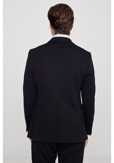 AC&Co / Altınyıldız Classics Erkek Sıyah Slim Fit Dar Kesim Mono Yaka Beli Bağlamalı Kapak Cepli Esnek Takım Elbise Siyah