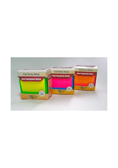 Neon Renkli Yapışkanlı Not Kağıdı Rulosu, 6 Cm X 5m, 80gr, Plastik Kesme Aparatlı, Ders Çalışma İçin İdeal