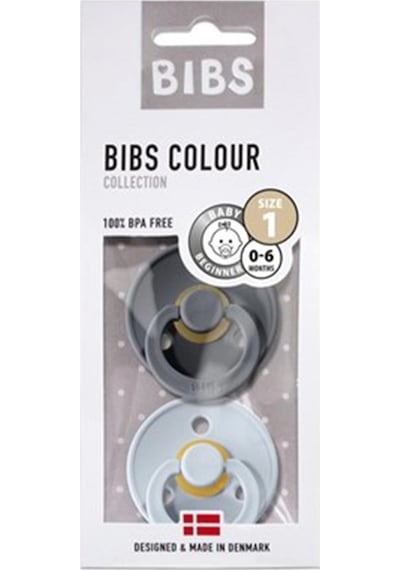 Bibs Colour 2'li Kauçuk Emzik No:1 Iron/baby Blue 0-6 Ay Gold - Mavi