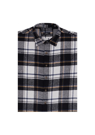 Tudors Erkek Slim Fit Dar Kesim Kareli Kışlık Oduncu Gömlek-42357 Ekru