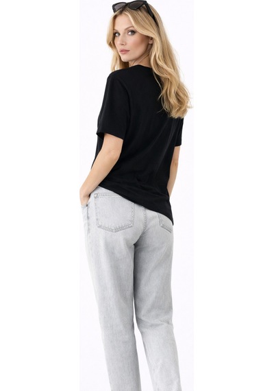 Qu Style Premium Basic Oversize Kadın Tişört Yumuşak Dokulu Günlük Rahat Kalıp T-shirt Siyah
