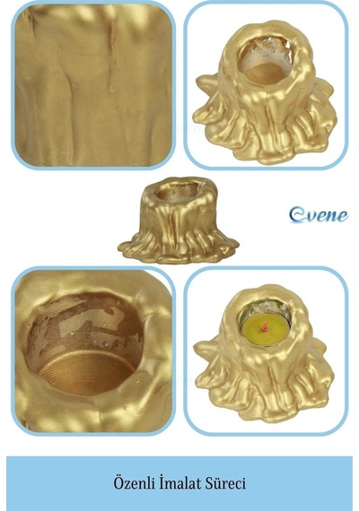 Mumluk Şamdan Tealight Mum Uyumlu Küçük Erimiş Mum Model - Altın