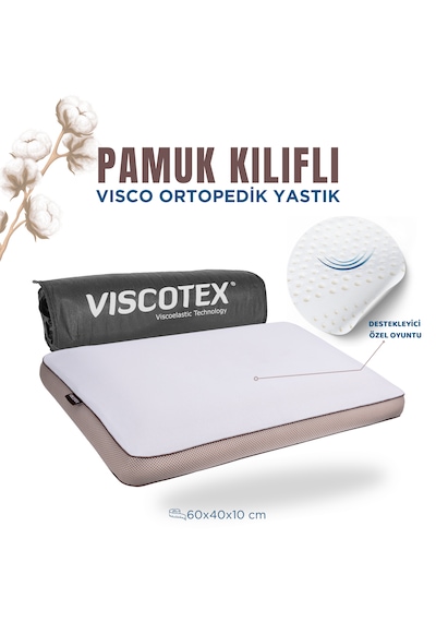 Pamuk Kılıflı Small Visco Ortopedik Yastık, Kahverengi, 60x40x10 Pamuk Kılıflı Small Visco Ortopedik Yastık, Kahverengi, 60x40x10