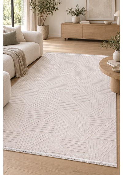 Erıya Vizon Sade Modern Salon Oturma Odası Halısı Robot Süpürge Uyumlu Kolay Temizlenebilir Özel Ölçü Polyester Sisal Tarzı