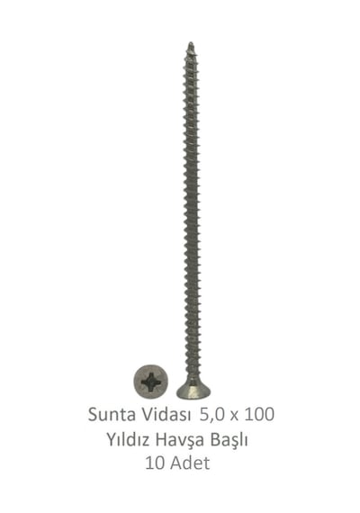 Sunta Vidası, 5,0 X 100 Mm, 10 Adet, Yhb Vida 5 x 100