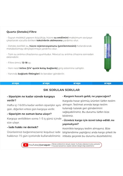 Su Arıtma Cihazı Quartz  Filtre 10 Adet