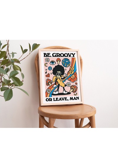 Groovy Retro, Funky Banana Poster, Groovy Ol Ya Da Git, 1980'ler Psikedelik Sanatı
