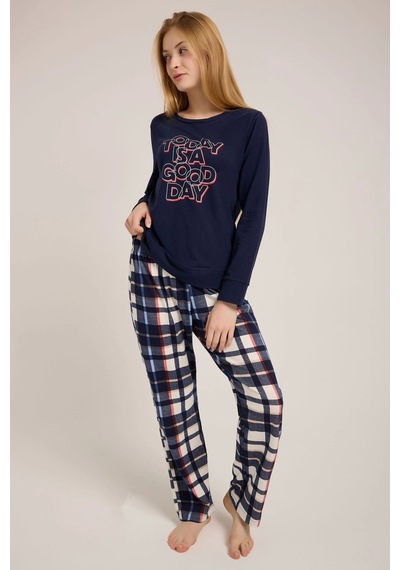 Lacivert Today Baskılı Pijama Takımı Yeşil