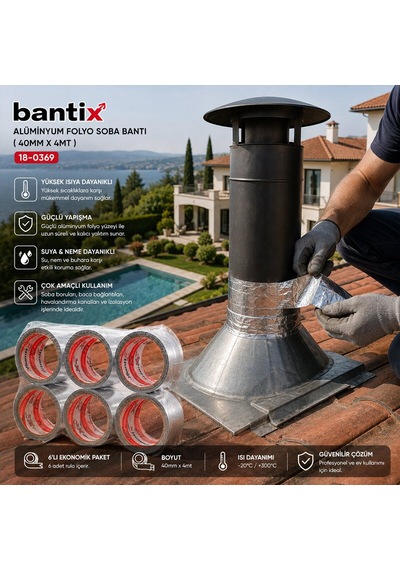 Hasbant Has-0004 Alüminyum Folyo Soba Bantı 40mmx4mt Bandı- 6'li Paket