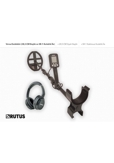 Rutus Versa Dedektör Sr-1 Kablosuz Kulaklık Ve 28,5cm Dd Başlık İle Metal Dedektörü