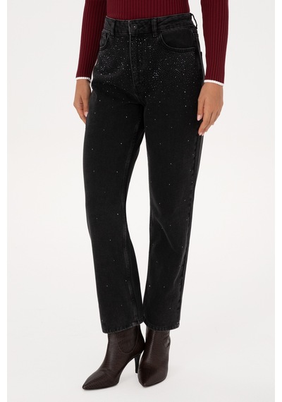 U.S. Polo Assn. Kadın Siyah Straight Fit Jean Pantolon 50310188-DN0027