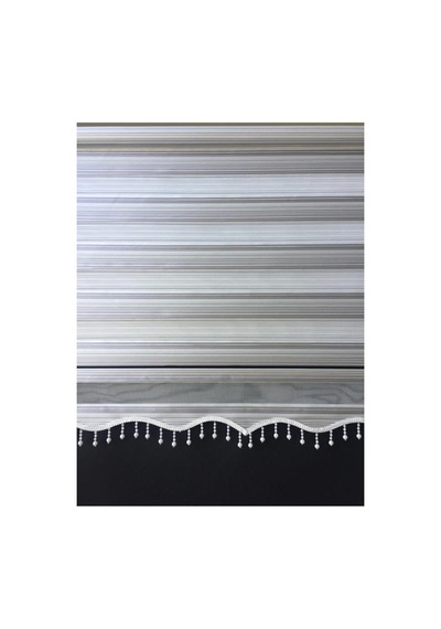 Gümüş Grisi Boncuklu Zebra Stor Perde Gümüş Grisi - 97805974 Gümüş Grisi