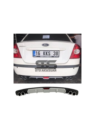 Ford Focus 2 Sedan Difüzör Arka Tampon Eki 4 Egzoz Çıkışlı Gri