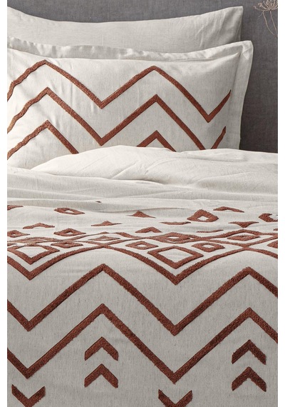 Ecocotton Talya Bej-terra Çift Kişilik %100 Organik Pamuk Keten Nevresim Takımı Bej