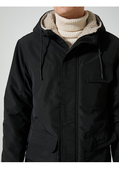 Koton Fermuarlı Kapşonlu Parka Cepli Peluş Detaylı Siyah 4wam00027hw Siyah Koton Fermuarlı Kapşonlu Parka Cepli Peluş Detaylı Siyah 4wam00027hw Siyah