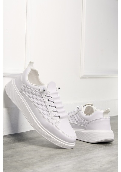 Günlük Erkek Spor Ayakkabı Bağcıklı Dikiş Detaylı Hafif Kalın Yüksek Taban Sneaker 418 Beyaz Günlük Erkek Spor Ayakkabı Bağcıklı Dikiş Detaylı Hafif Kalın Yüksek Taban Sneaker 418 Beyaz