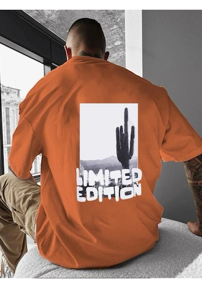 Lımıted Edıtıon Baskılı Oversize Tişört Turuncu