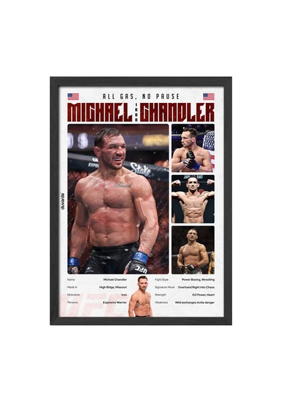Michael Chandler Ufc Siyah Ahşap Çerçeveli Poster, Dekoratif Dövüş Duvar Tablosu
