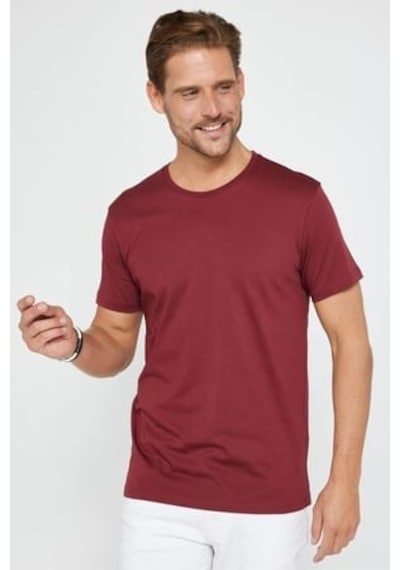 Tudors Unisex 5'li Paket Siyah-beyaz-bordo-mavi-yeşil Slim Fit Dar Kesim %100 Pamuk Bisiklet Yaka Tişört-51137 Çok Renkli