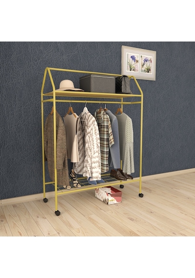 Metallica Concept Tekerlekli Home Hanger Askılık Ayaklı Askılık Gold Sarı