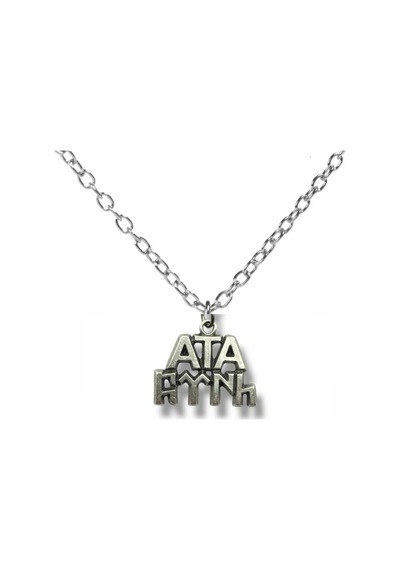 Atatürk Figürlü Ve Göktürk Alfabesi Türk Yazılı Kolye Gümüş Renk Unisex Metal Takı Çok renkli