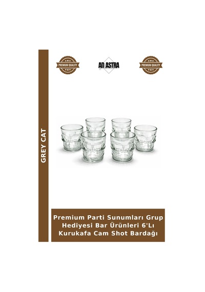 Premium Parti Sunumları Grup Hediyesi Bar Ürünleri 6'lı Kurukafa Cam Shot Bardağı