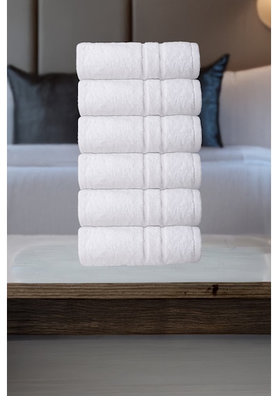 Otel, El, Yüz, Baş Havlusu 50x100 Cm 6'lı Set Pamuklu Ekru