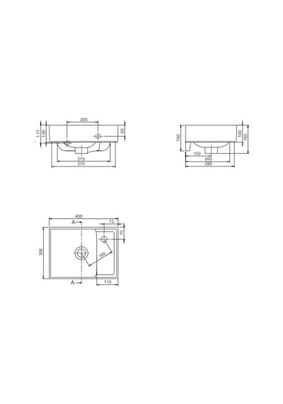 Turkuaz Seramik Cerastyle Sharp Mini 40 x 30 CM Lavabo