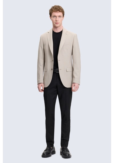 Hatemoğlu Bej Slim Fit Mono Yaka Klasik Ceket