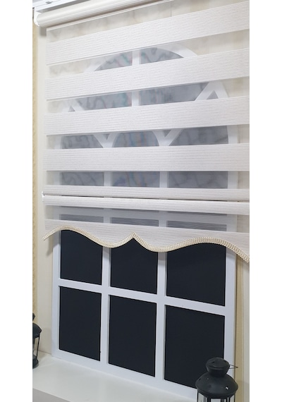 Zebra Stor Perde Bej Efekli Etek Dilimli St 002