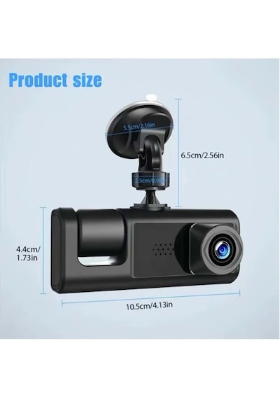 3 Kameralı 1080p Hd Araç İçi Kayıt Cihazı Gece Görüş, Geri Görüş, Lcd Ekran, G-sensör, Lcd Ekran