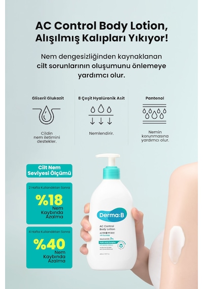 Akneye Eğilimli Ciltlere Leke Karşıtı Aydınlatıcı Vücut Losyonu Derma:b Ac Control Body Lotion