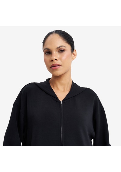 Lescon Siyah Kadın Fermuarlı Kapüşonlu Sweatshirt 26s-2221-26n