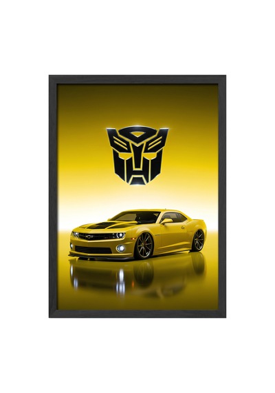 Chevrolet Camaro Siyah Ahşap Çerçeveli Poster, Dekoratif Araba Duvar Tablosu